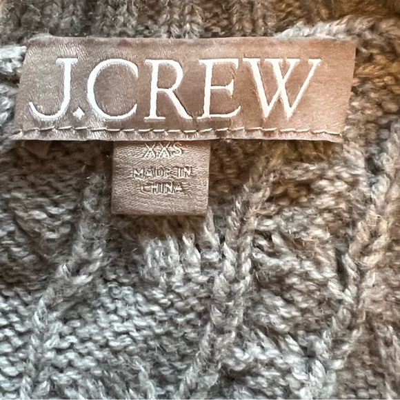 J. Crew Heather Gray Cable Knit Sweater with Sweet Black Satin Bow Tie On Back - Picture 5 of 7